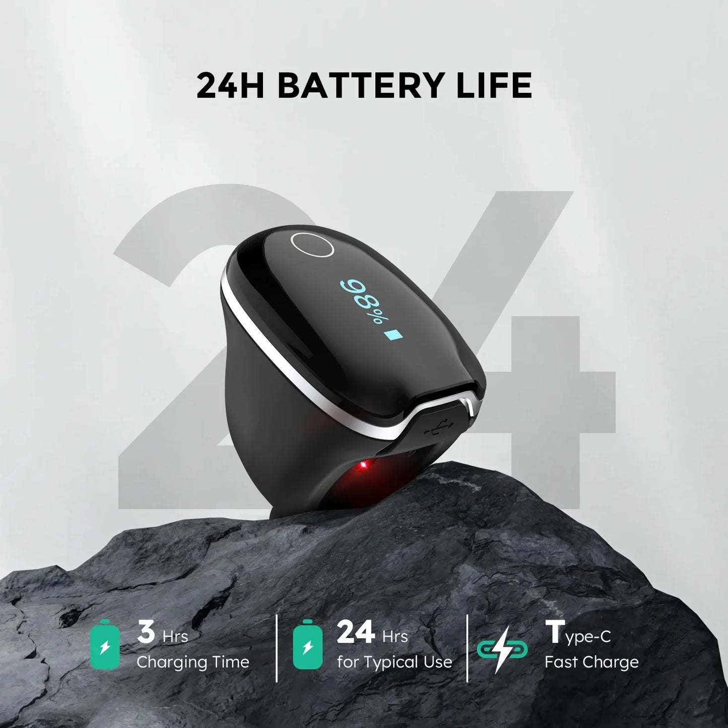 Wellue O2ringS Bluetooth Sleep Monitor Health Monitoring Ring SpO2 Sensor Digital Pulse Oximeter
