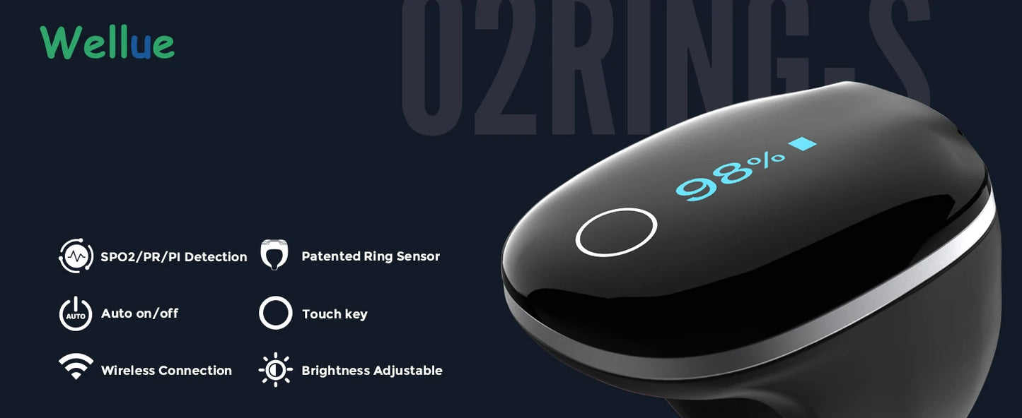 Wellue O2ringS Bluetooth Sleep Monitor Health Monitoring Ring SpO2 Sensor Digital Pulse Oximeter